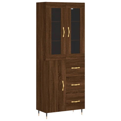 vidaXL Buffet haut marron aspect chêne 69,5x34x180 cm Bois d'ingénierie