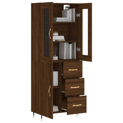 vidaXL Buffet haut marron aspect chêne 69,5x34x180 cm Bois d'ingénierie