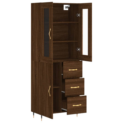 vidaXL Buffet haut marron aspect chêne 69,5x34x180 cm Bois d'ingénierie