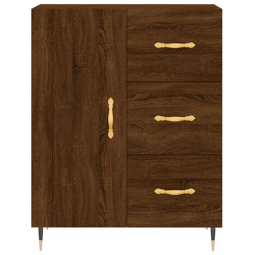 vidaXL Buffet haut marron aspect chêne 69,5x34x180 cm Bois d'ingénierie