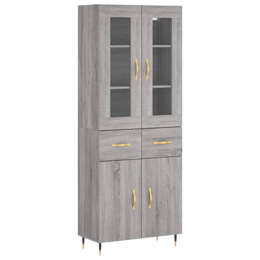 vidaXL Highboard gris Sonoma 69,5x34x180 cm en bois d'ingénierie