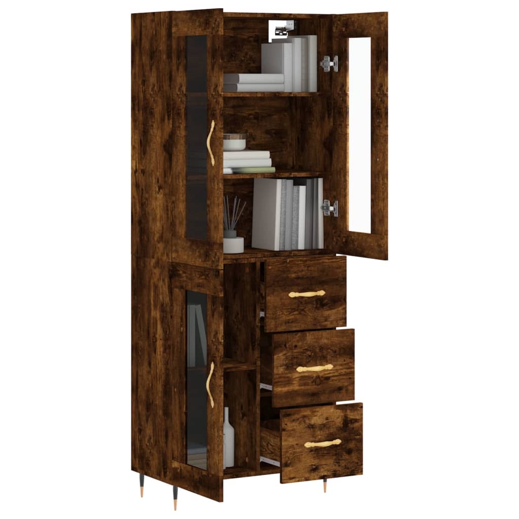 vidaXL Bahut chêne fumé 69,5x34x180 cm Bois d'ingénierie