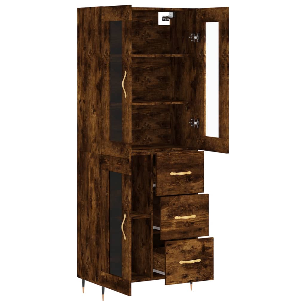 vidaXL Bahut chêne fumé 69,5x34x180 cm Bois d'ingénierie