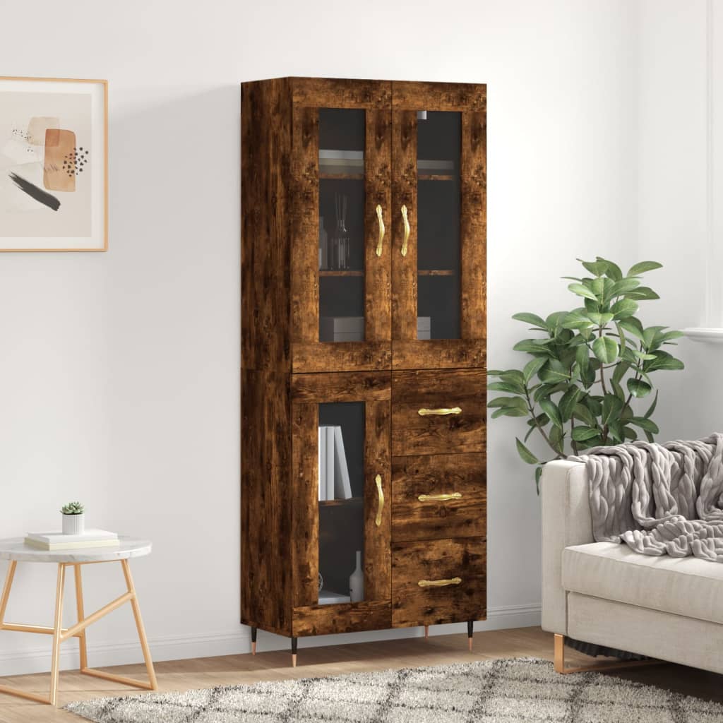 vidaXL Bahut chêne fumé 69,5x34x180 cm Bois d'ingénierie