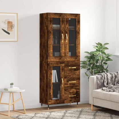 vidaXL Bahut chêne fumé 69,5x34x180 cm Bois d'ingénierie