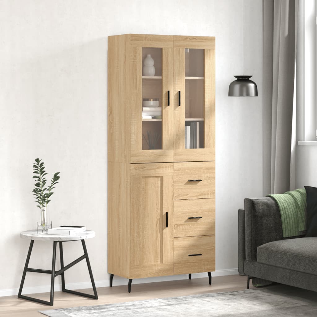 vidaXL Highboard Sonoma-Eiche 69,5x34x180 cm Holzwerkstoff