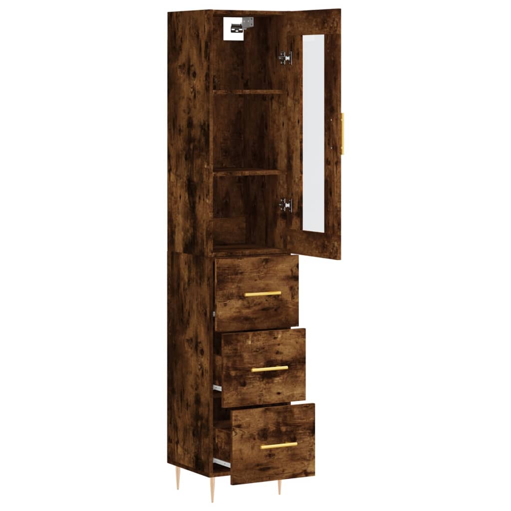 vidaXL Highboard Räuchereiche 34,5x34x180 cm Holzwerkstoff
