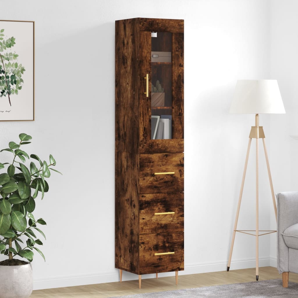 vidaXL Highboard Räuchereiche 34,5x34x180 cm Holzwerkstoff