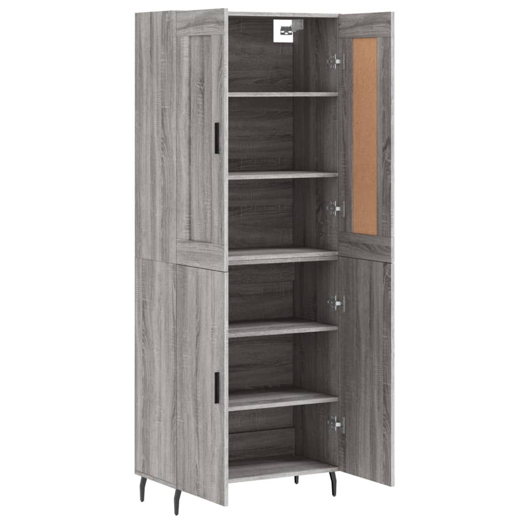 vidaXL Highboard gris Sonoma 69,5x34x180 cm en bois d'ingénierie