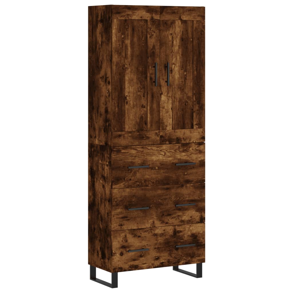 vidaXL Highboard Chêne fumé 69,5x34x180 cm Bois d'ingénierie