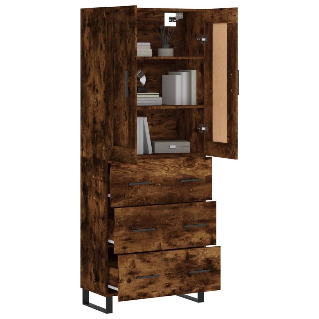 vidaXL Highboard Chêne fumé 69,5x34x180 cm Bois d'ingénierie
