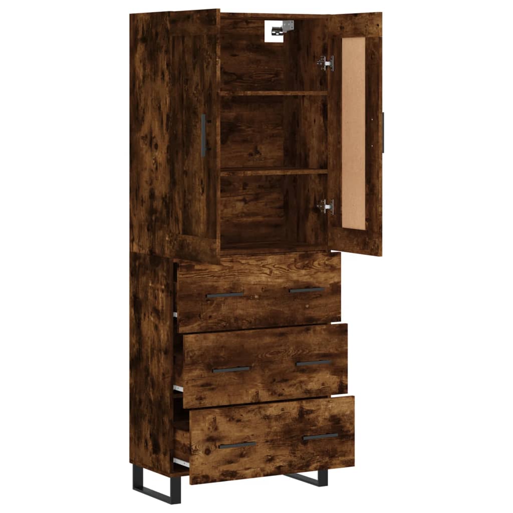 vidaXL Highboard Chêne fumé 69,5x34x180 cm Bois d'ingénierie