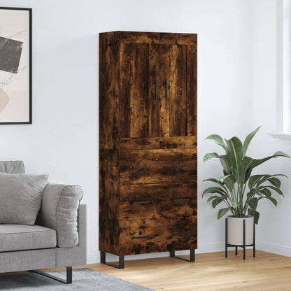 vidaXL Highboard Chêne fumé 69,5x34x180 cm Bois d'ingénierie
