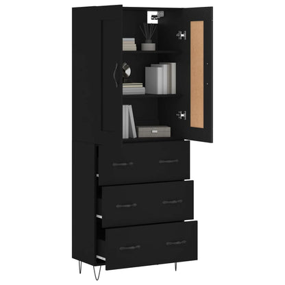 vidaXL Highboard noir 69,5x34x180 cm Bois d'ingénierie