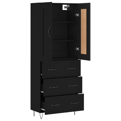 vidaXL Highboard noir 69,5x34x180 cm Bois d'ingénierie