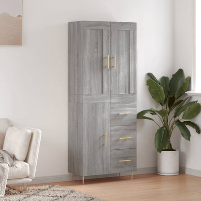Highboard Grau Sonoma 69,5x34x180 cm Holzwerkstoff