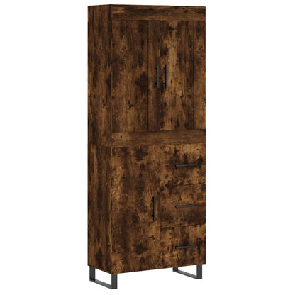 vidaXL Highboard Chêne Fumé 69,5x34x180 cm Bois d'ingénierie
