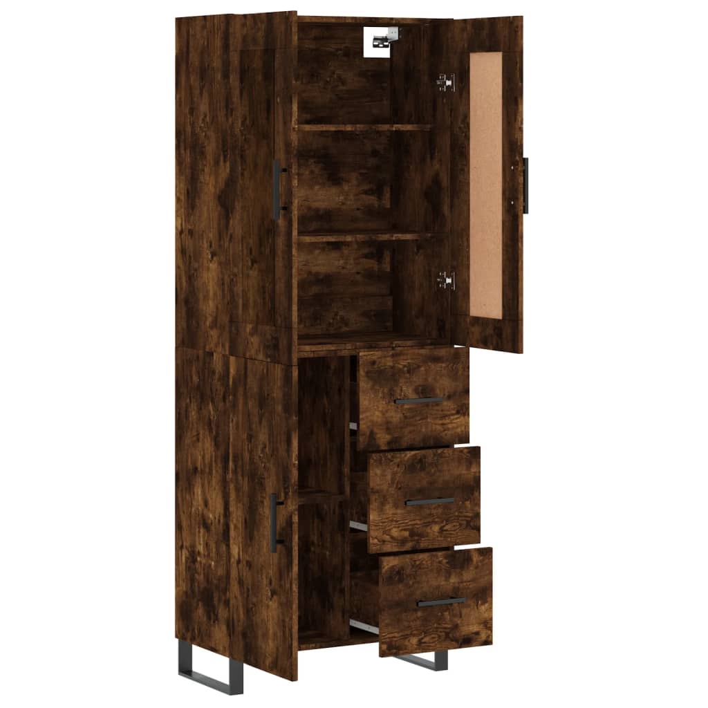 vidaXL Highboard Chêne Fumé 69,5x34x180 cm Bois d'ingénierie