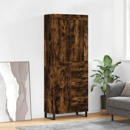 vidaXL Highboard Chêne Fumé 69,5x34x180 cm Bois d'ingénierie