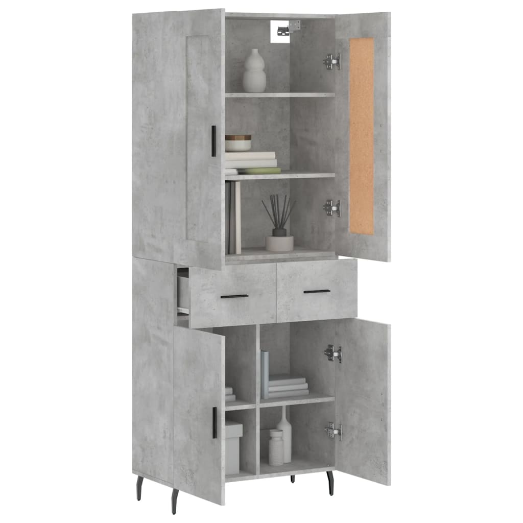 vidaXL Highboard Betongrau 69,5x34x180 cm Holzwerkstoff
