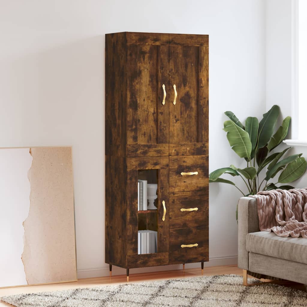 vidaXL Highboard Räuchereiche 69,5x34x180 cm Holzwerkstoff