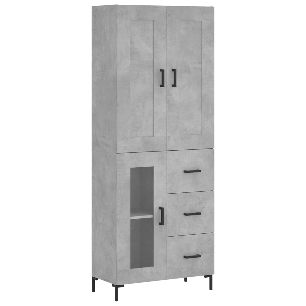 Highboard Betongrau 69,5x34x180 cm Holzwerkstoff