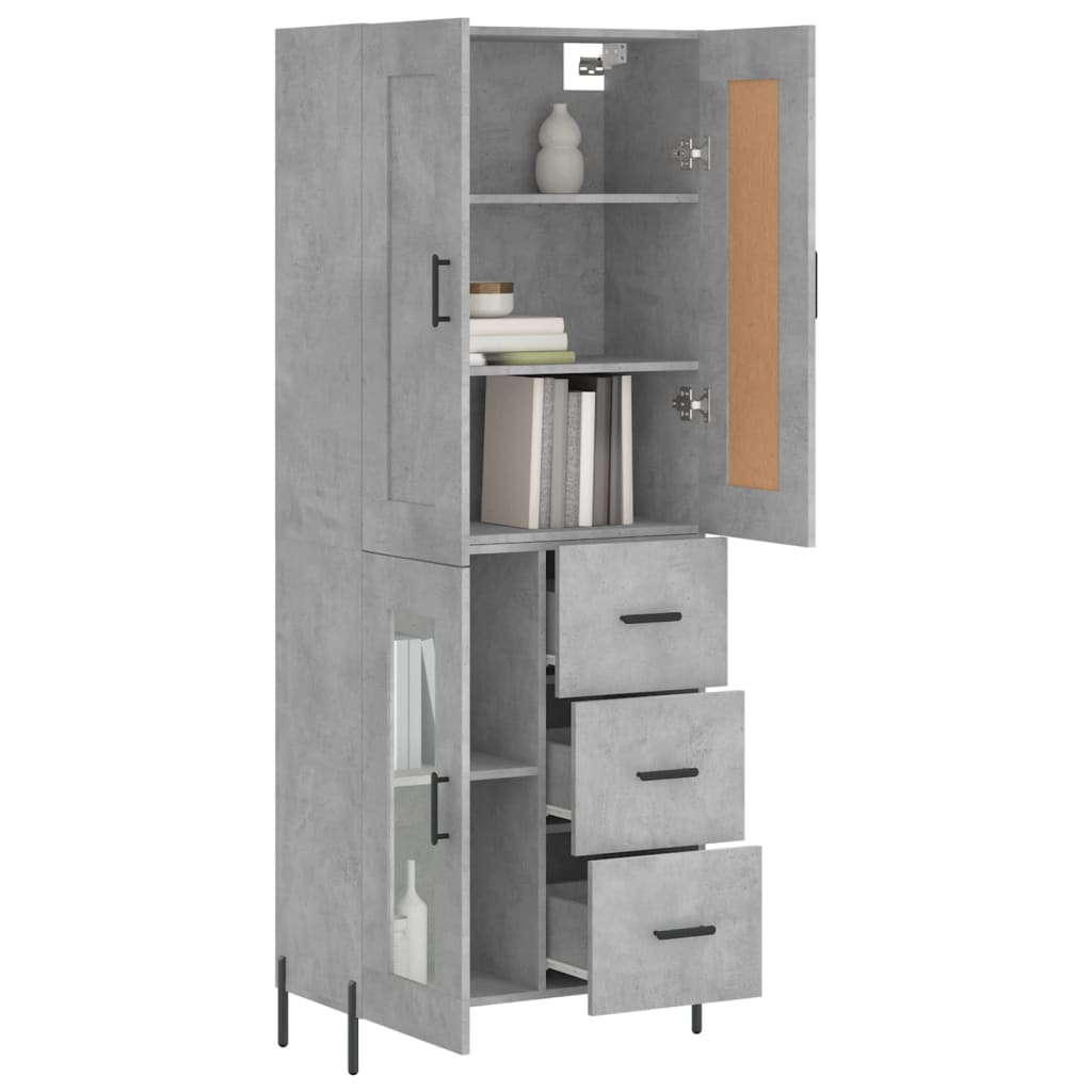 vidaXL Highboard Betongrau 69,5x34x180 cm Holzwerkstoff