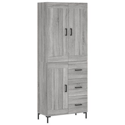 Highboard Grau Sonoma 69,5x34x180 cm Holzwerkstoff
