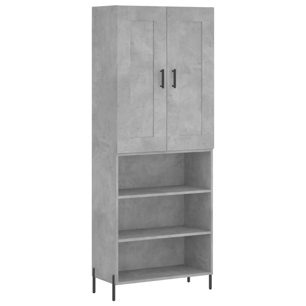 vidaXL Bahut gris béton 69,5x34x180 cm Aggloméré