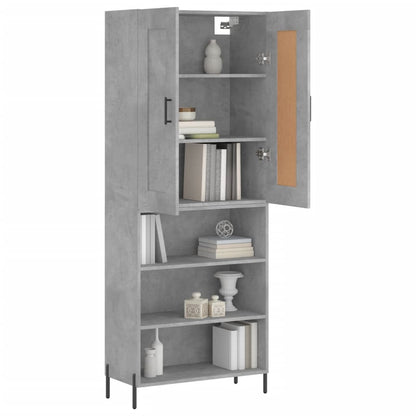 vidaXL Bahut gris béton 69,5x34x180 cm Aggloméré