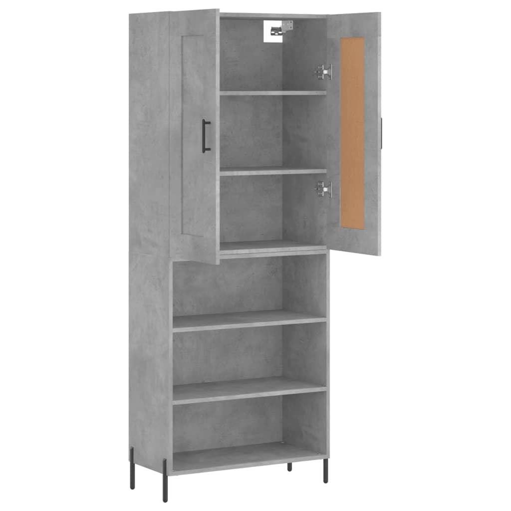 vidaXL Bahut gris béton 69,5x34x180 cm Aggloméré