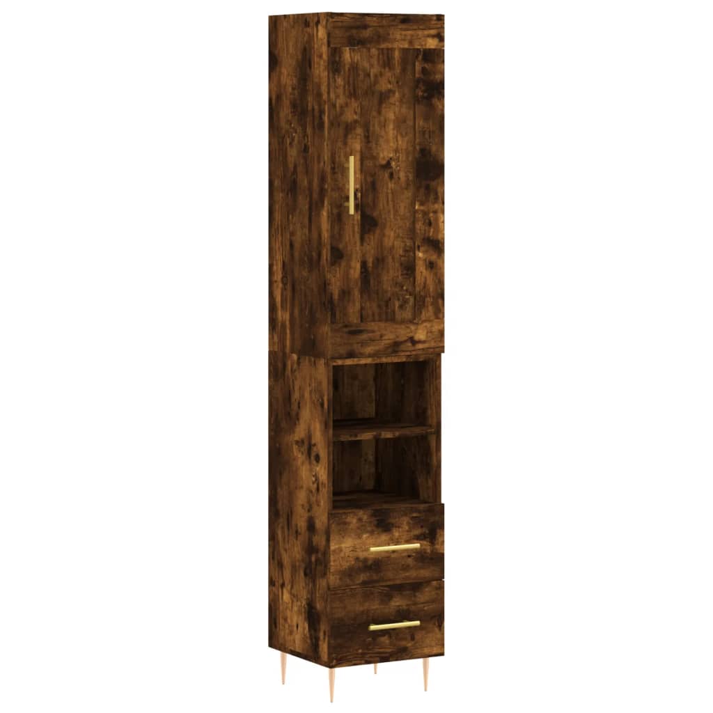 vidaXL Highboard Räuchereiche 34,5x34x180 cm Holzwerkstoff