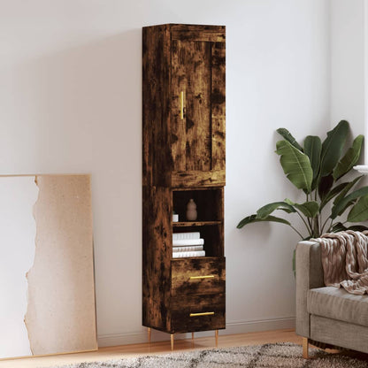 vidaXL Highboard Räuchereiche 34,5x34x180 cm Holzwerkstoff