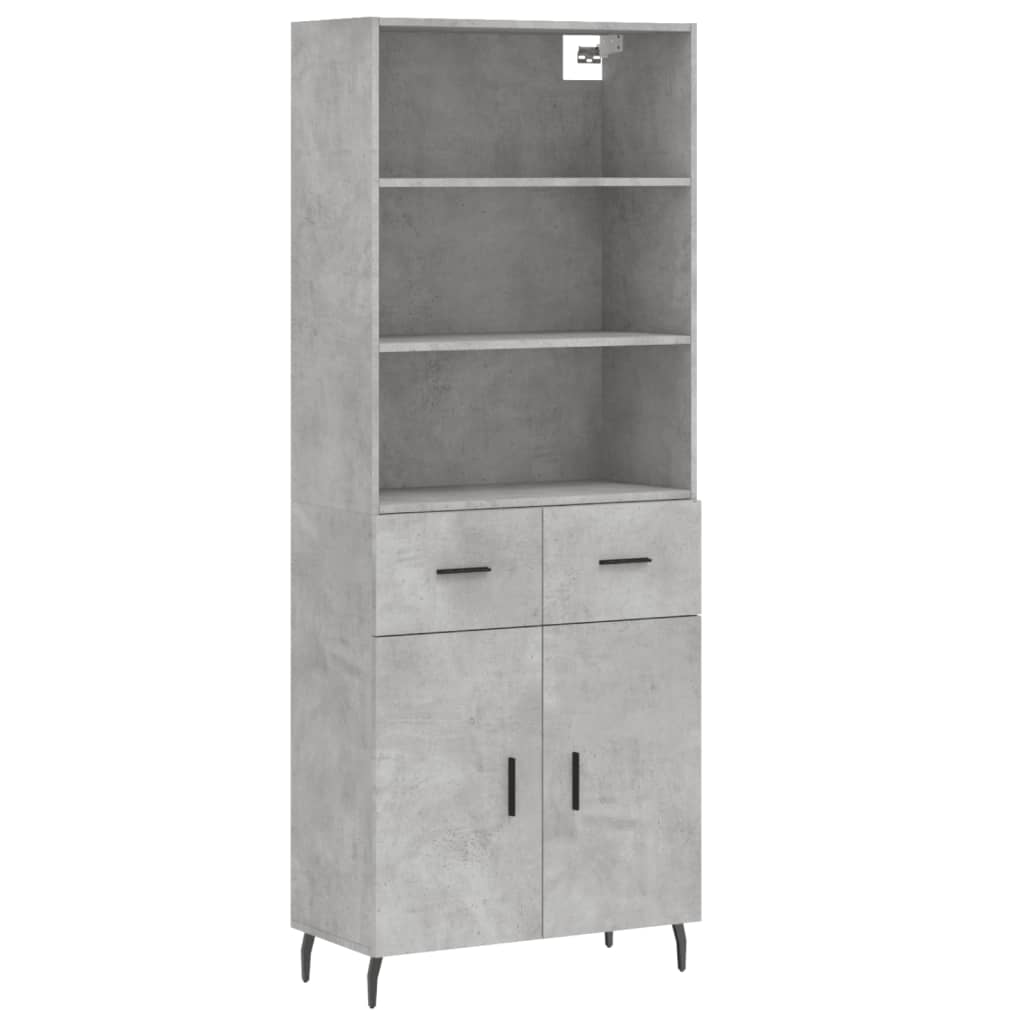 vidaXL Highboard Betongrau 69,5x34x180 cm Holzwerkstoff