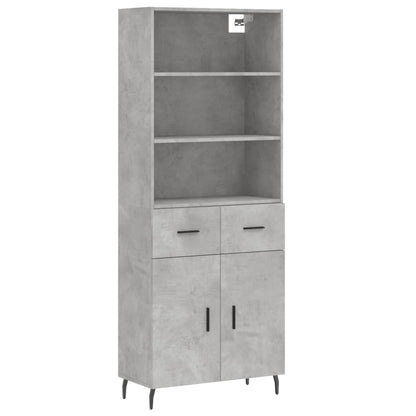 vidaXL Highboard Betongrau 69,5x34x180 cm Holzwerkstoff