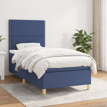 vidaXL Lit coffre avec matelas bleu 80x200 cm Tissu