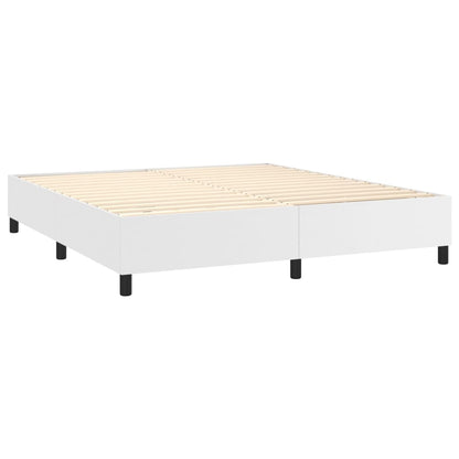 vidaXL Boxspringbett mit Matratze Weiß 160x200 cm Kunstleder