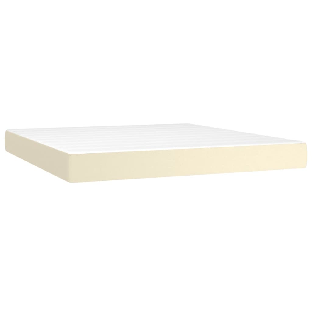 vidaXL Boxspringbett mit Matratze Creme 160x200 cm Kunstleder