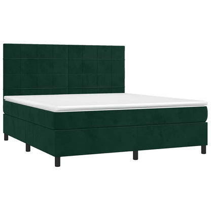 Boxspringbett mit Matratze Dunkelgrün 180x200 cm Samt