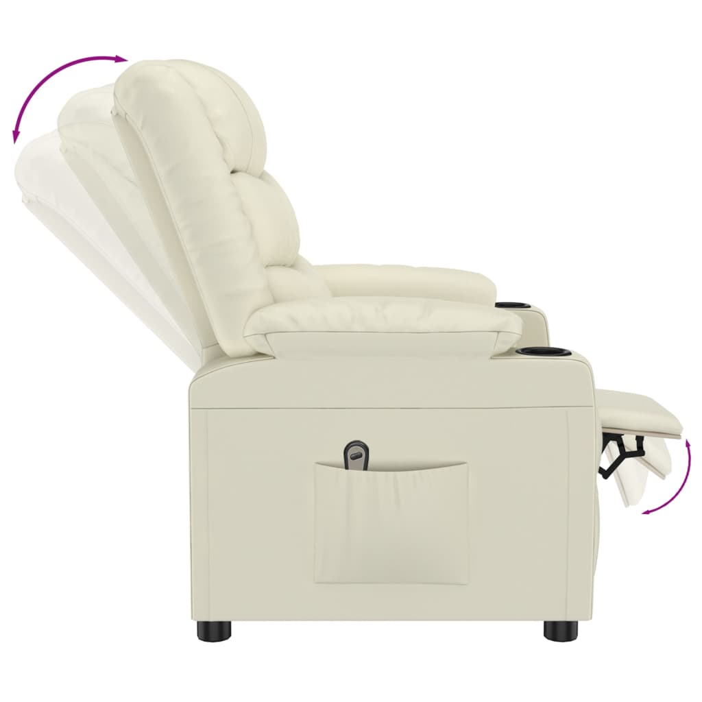 vidaXL Fauteuil relax électrique crème similicuir