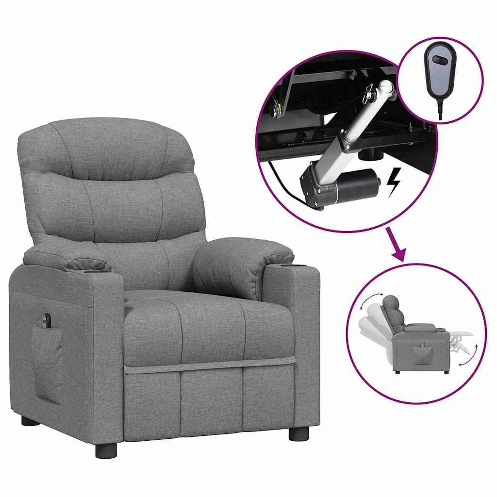 vidaXL Relaxsessel Elektrisch Hellgrau Stoff