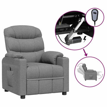 vidaXL Relaxsessel Elektrisch Hellgrau Stoff