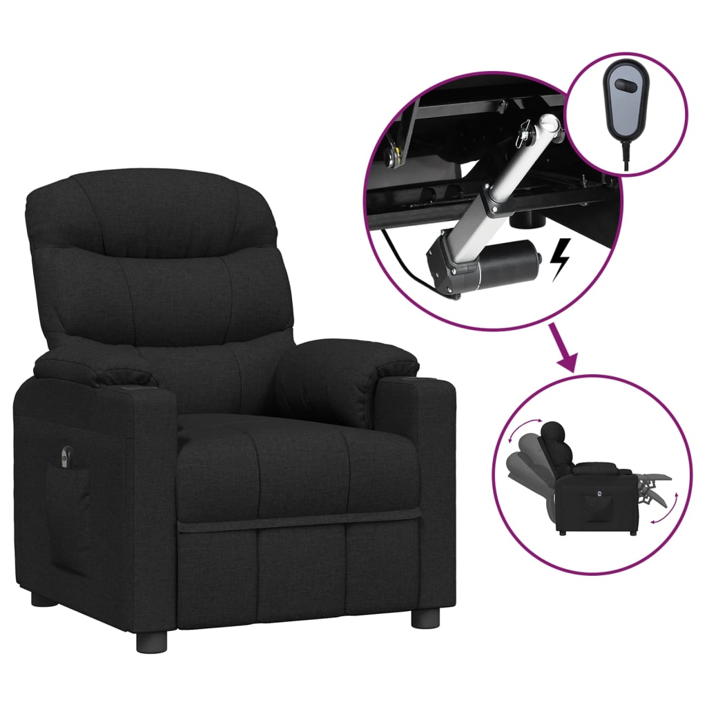 vidaXL Relaxsessel Elektrisch Schwarz Stoff