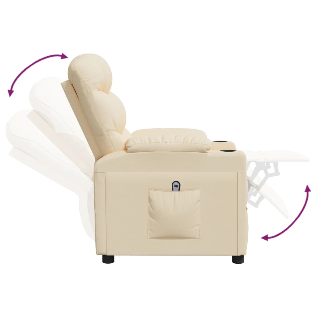 vidaXL Relaxsessel Elektrisch Creme Stoff