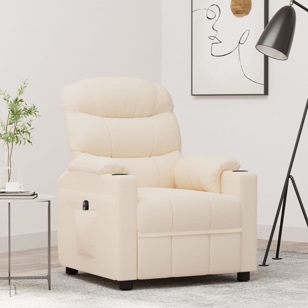 vidaXL Relaxsessel Elektrisch Creme Stoff