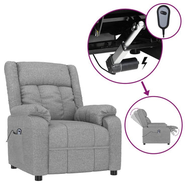 vidaXL Fauteuil relax électrique Gris clair Tissu