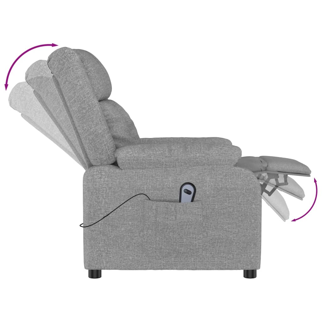 vidaXL Fauteuil relax électrique Gris clair Tissu