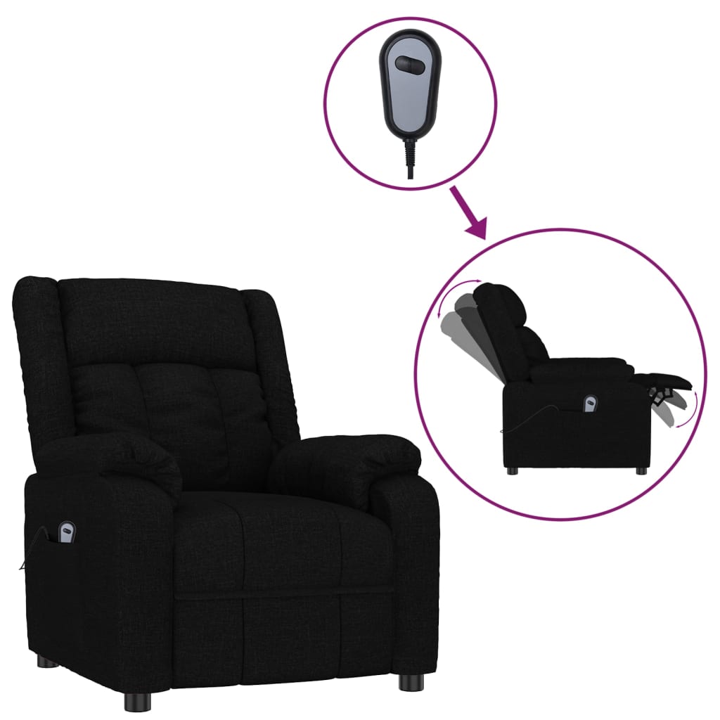 vidaXL Relaxsessel Elektrisch Schwarz Stoff