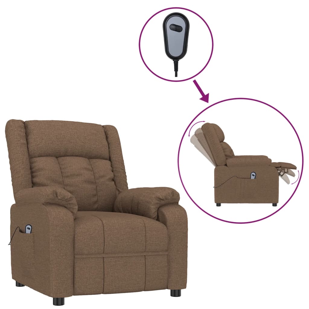vidaXL Relaxsessel Elektrisch Braun Stoff