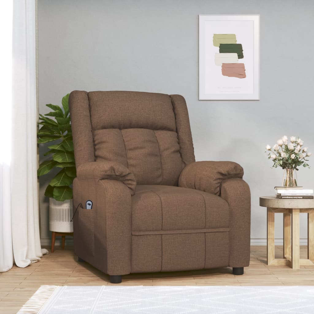vidaXL Relaxsessel Elektrisch Braun Stoff